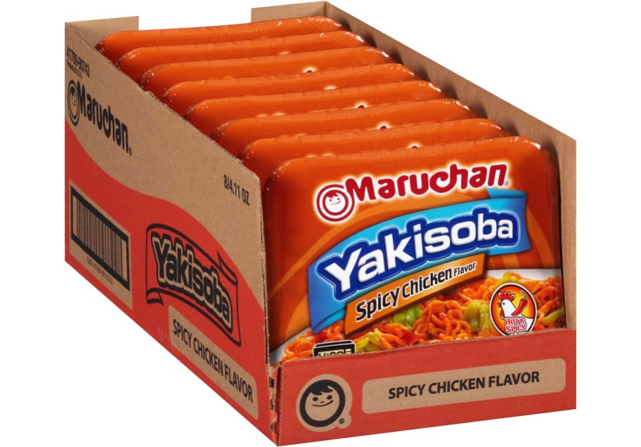 8-pack of Maruchan Yakisoba in spicy chicken flavor