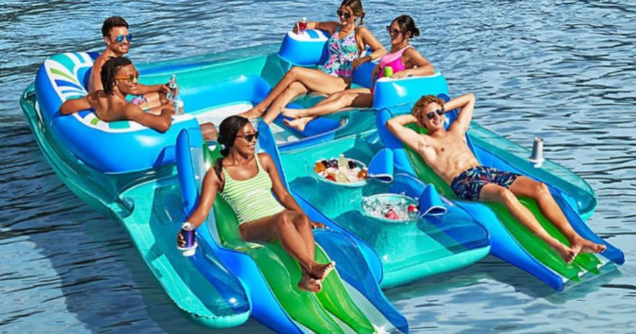 Four adults on a Member's mark Floating Island