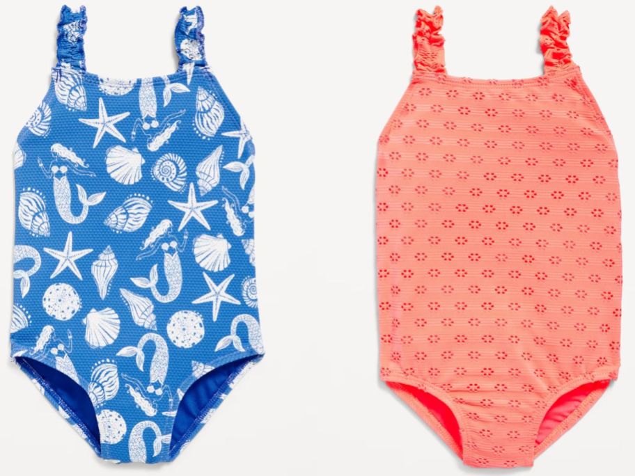 Stock images of two Old Navy Toddler Girl's One-Piece Swimsuits