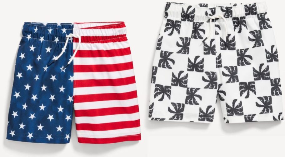 Stock images of two Old Navy Toddler Boy's Printed Swim Trunks