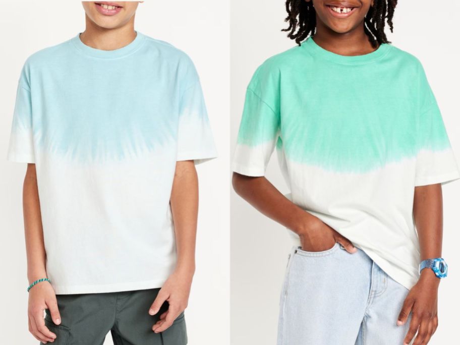 Stock images of two boys wearing Old Navy Boy's Oversized Tees
