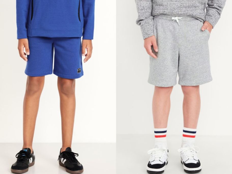 Stock images of two boys wearing Old Navy Fleece Shorts