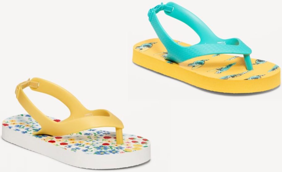 stock images of two Old Navy toddler flip flops