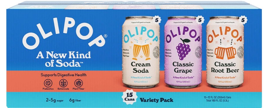 blue variety pack box of olipop sodas
