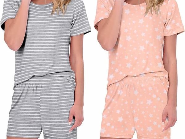 Women’s Short Sleeve Top with Shorts Pajama Sets 2-Pairs only $16.49!