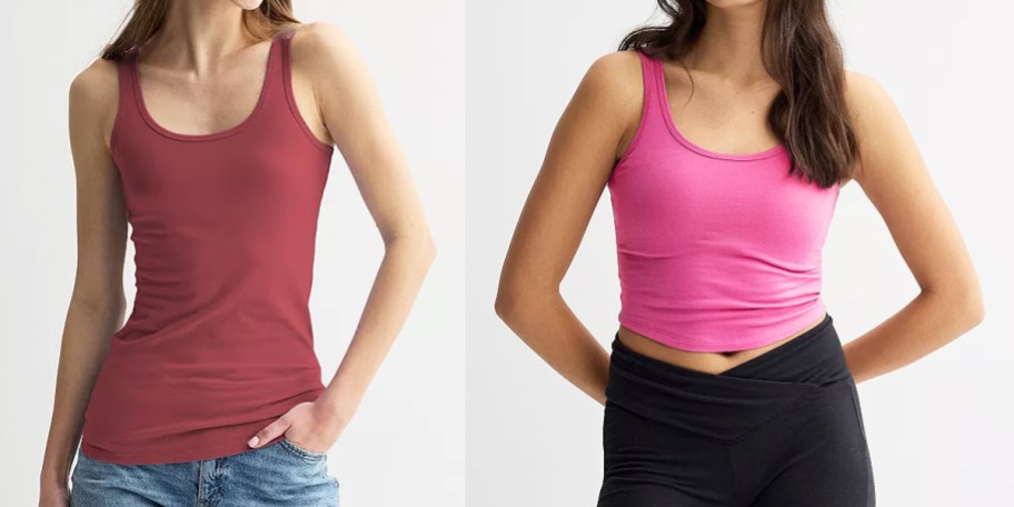 women in maroon and pink tank tops