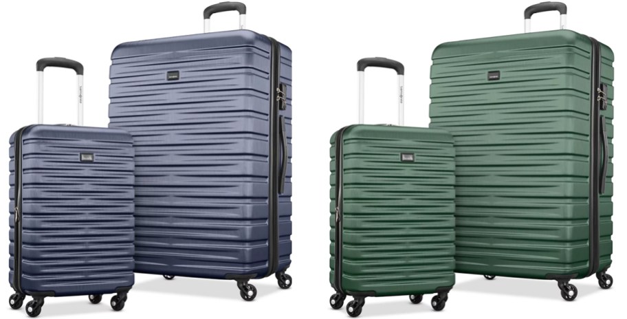 blue and green 2-piece luggage sets
