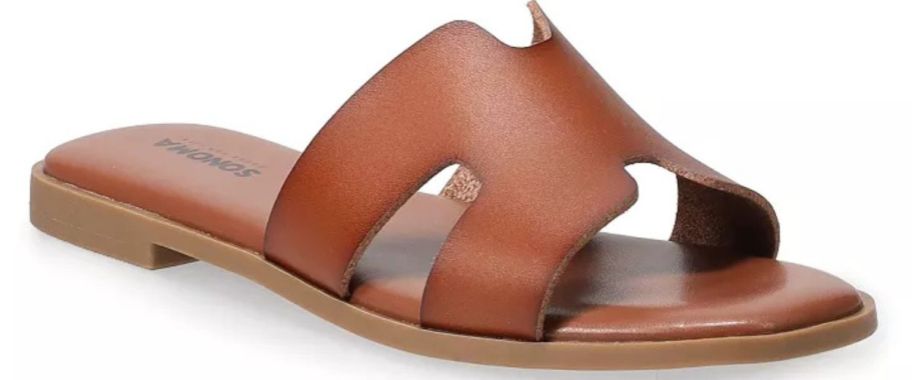 A leather slide shoe