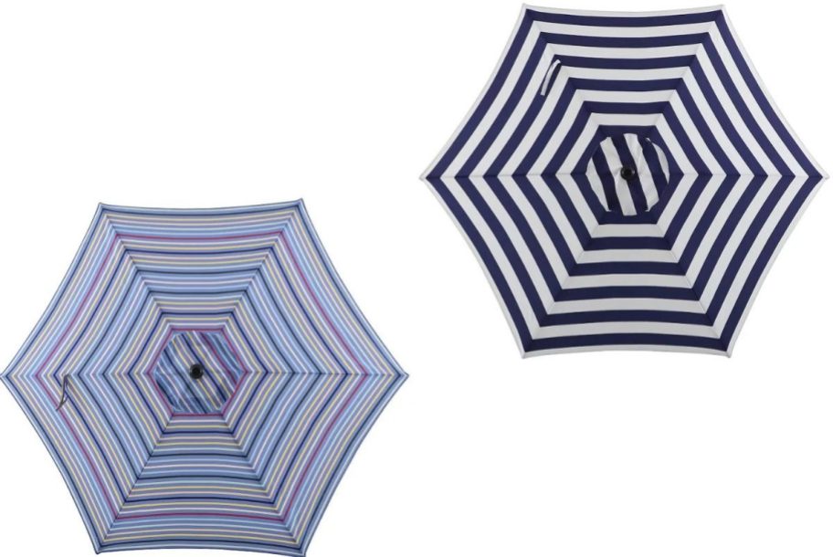 stock images of the top-down view of two Sonoma Goods for Life Striped Patio Umbrellas