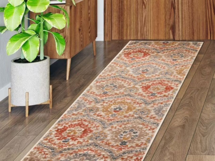 An Oriental Runner in an entryway 
