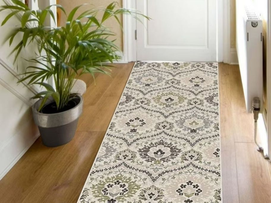 An Oriental Runner in an entryway 