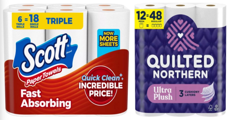 pack of paper towels and toilet paper