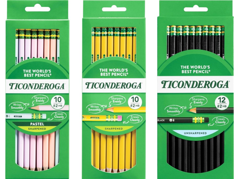 three boxes of Ticonderoga Pencils