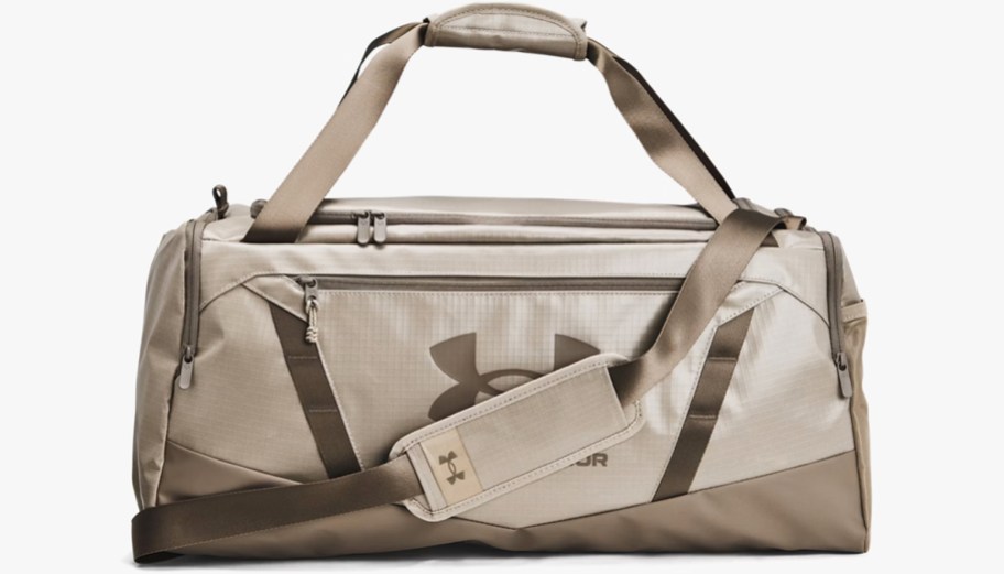 taupe under armour duffle bag
