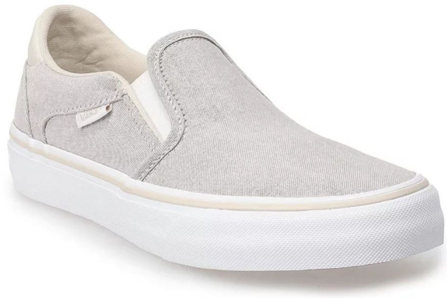 A tan Vans women's slip on shoe