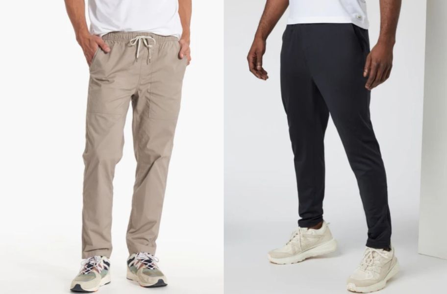 a man wearing a pair of causal pants and a man wearing a pair of joggers