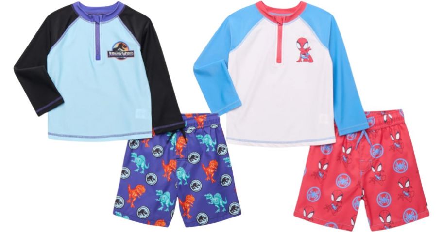 Walmart Boys Swim Shorts Jurassic World and Spiderman