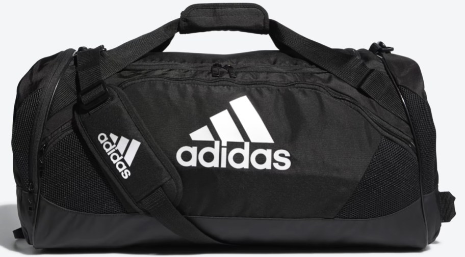black and white adidas duffle bag