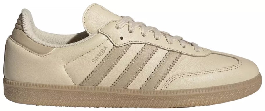 beige and brown adidas shoe