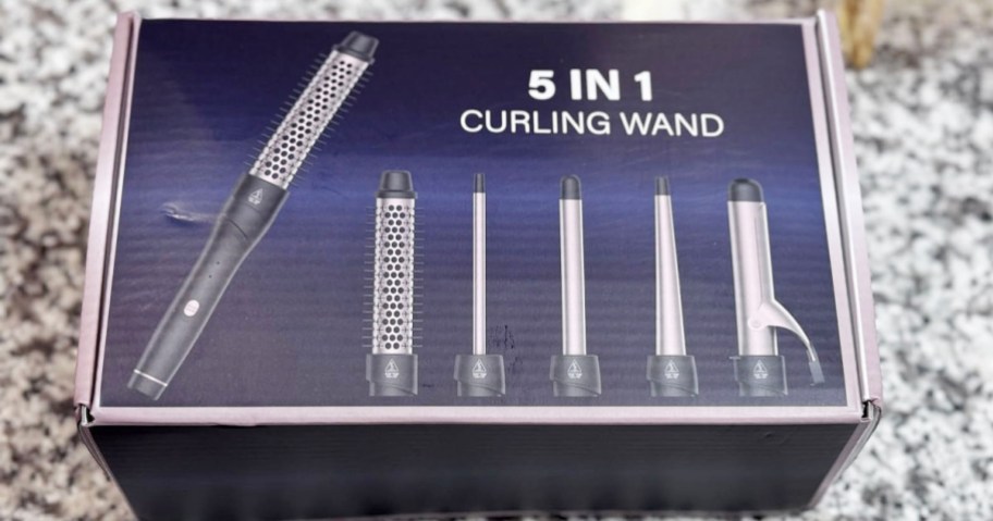5 in 1 curling iron set box on table