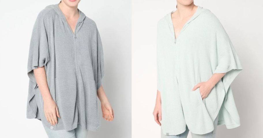 two women wearing Barefoot Dreams CozyChic Ultra Lite Shirttail Ponchos