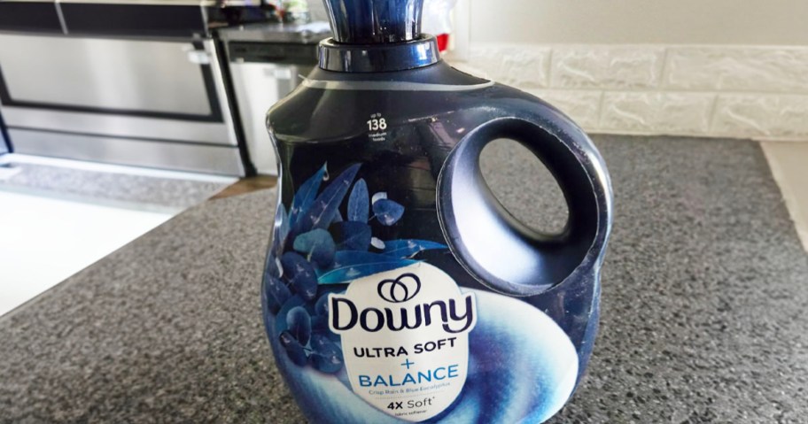 downy ultra soft downy softener bottle on table