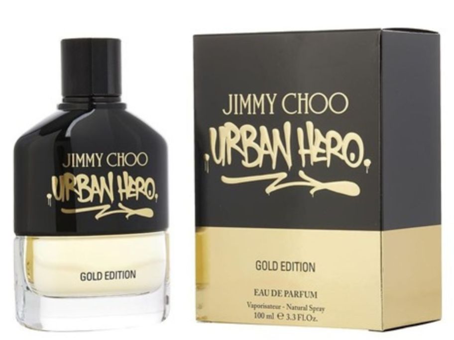Jimmy Choo Urban Hero Gold Spray bottle next to box