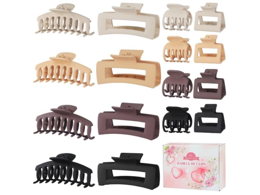 16 various claw clips and box