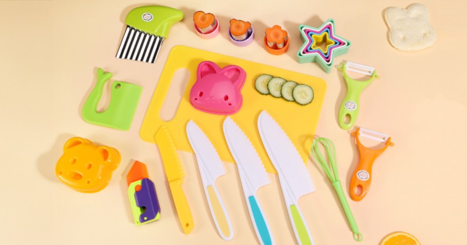 colorful kids kitchen cooking set