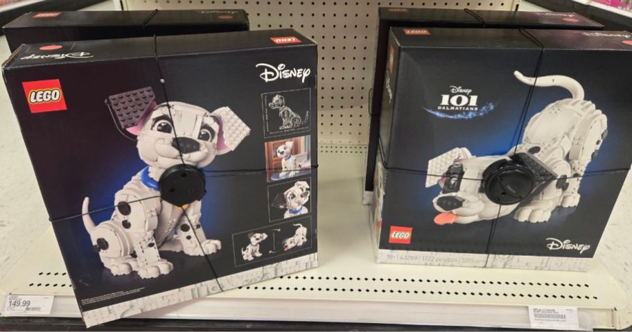 LEGO Disney 101 Dalmatians Puppy Building Kit boxes on shelf in store
