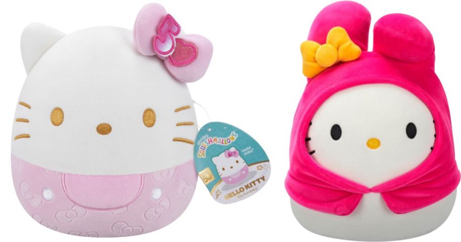 two hello kitty squishmallows plush