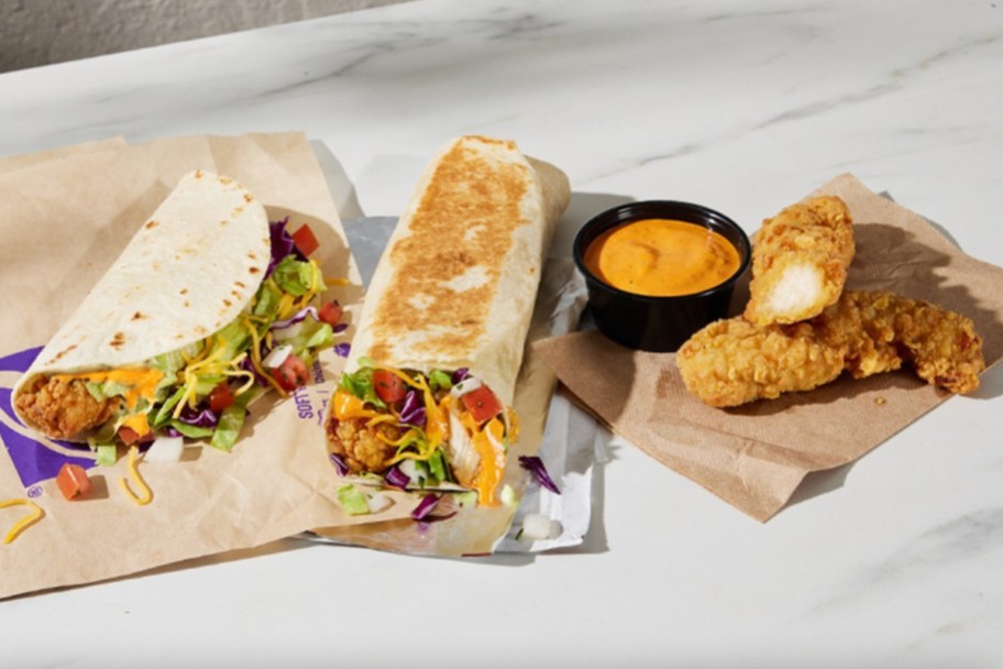 taco bell burritos with crispy chicken nuggets