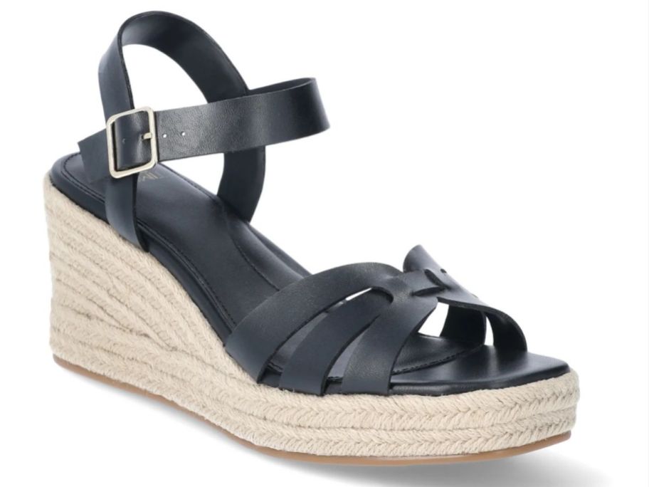 black Time and Tru Women's Espadrille Wedge Sandal