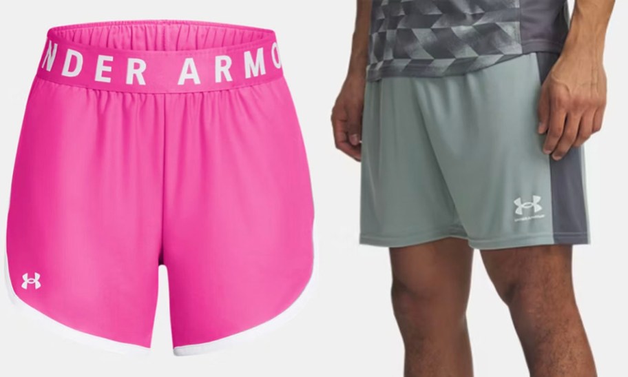 pink and green under armour adult shorts 