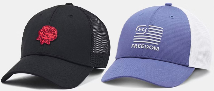 black and purple under armour hats 