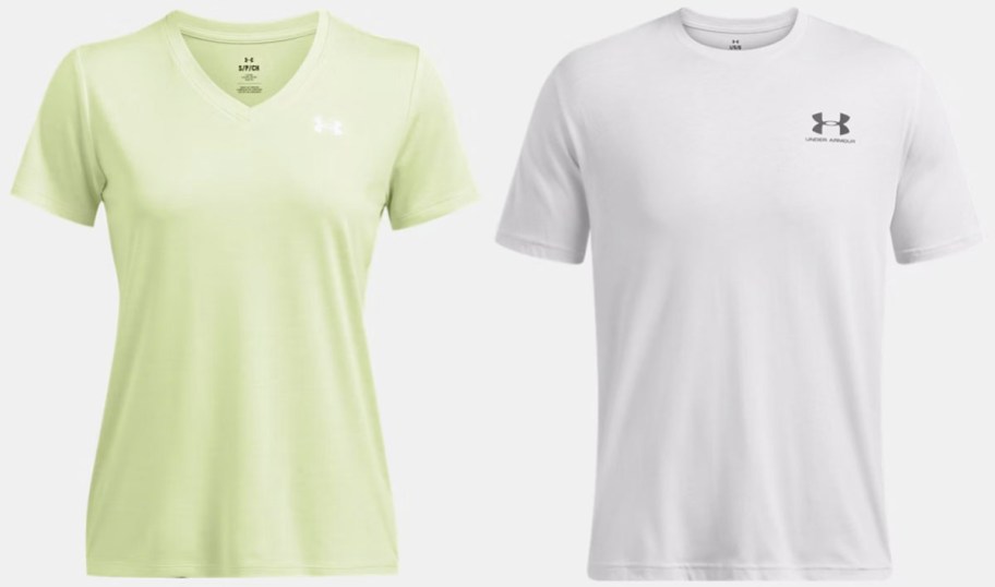 lime green and white under armour tops 
