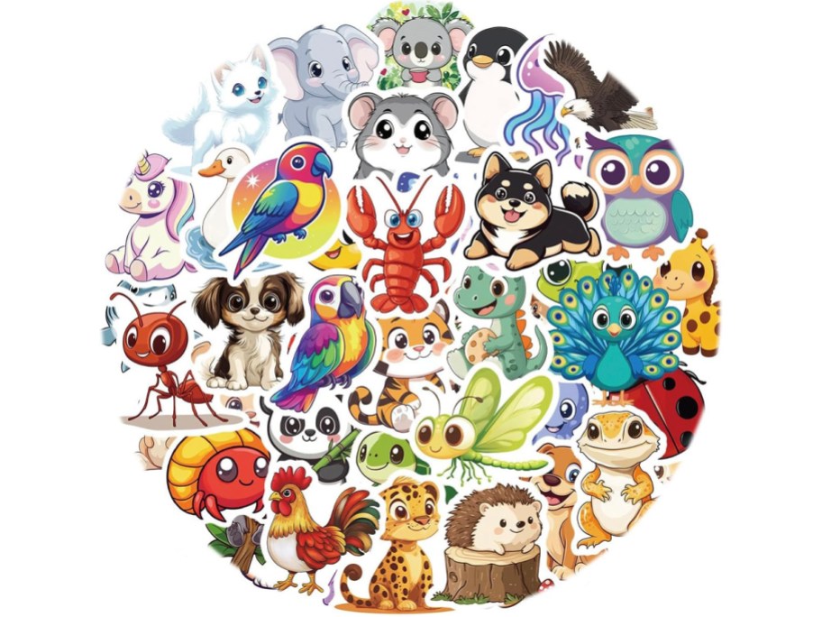 vinyl animal stickers in a pile 