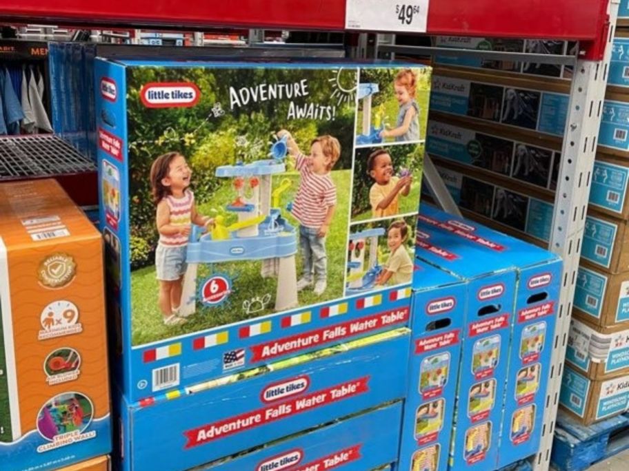 Little Tikes Adventure Falls Water Table boxes stacked in store