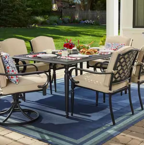 Laurel Oaks 7-Piece Dark Brown Steel Outdoor Patio Dining Set deal
