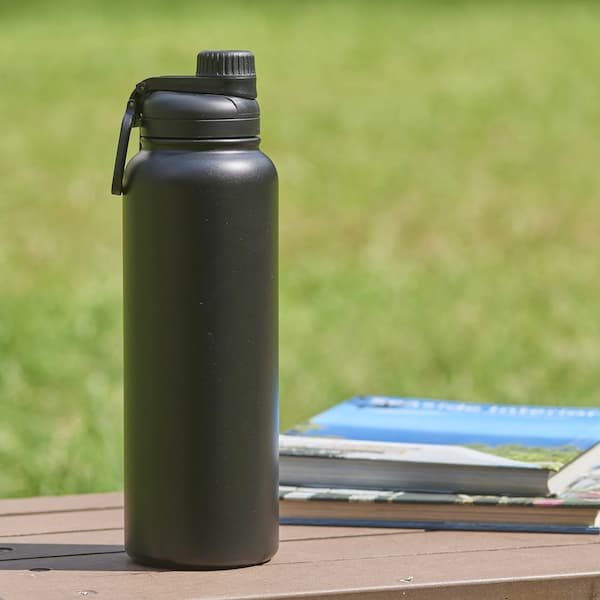 Mainstays 40 fl oz Rich Black Insulated Stainless Steel Water Bottle