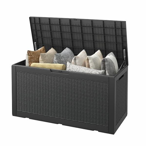 Bifanuo 100 Gallon Deck Box Lockable Resin Outdoor Storage Box deal