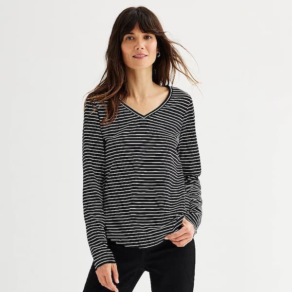 Women's Sonoma Goods For Life Everyday Long Sleeve V-Neck T-Shirt deal