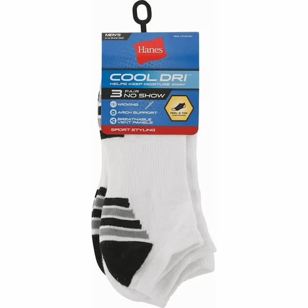 Hanes Cool DRI Men's No Show Socks with Ventilation, 3-Pairs deal