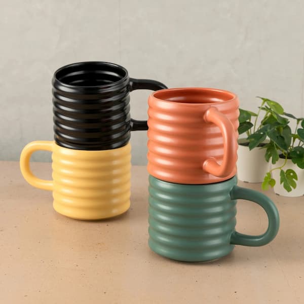 Mainstays Ribbed Stoneware Coffee Mugs deal